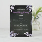 Editable Dark Botanical Wedding Invitation Einladung (Stehend Vorderseite)