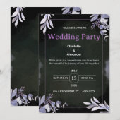 Editable Dark Botanical Wedding Invitation Einladung (Vorne/Hinten)