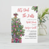 Editable Deck der Hallen Weihnachts-Brautparty Einladung (Stehend Vorderseite)