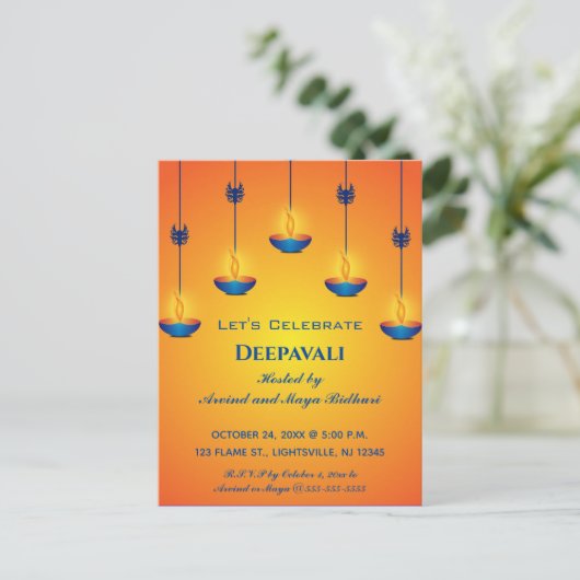 Editable Deepavali Einladung (Stehend Vorderseite)