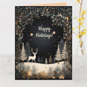 Editable Deer in the Woods Happy Holidays Karte (Gelbe Blume)