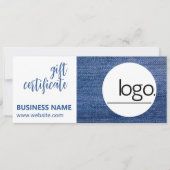 EDITABLE DENIM BLUE LOGO BUSINESS GIFT-BESCHEINIGU (Vorderseite)