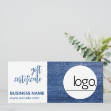 EDITABLE DENIM BLUE LOGO BUSINESS GIFT-BESCHEINIGU