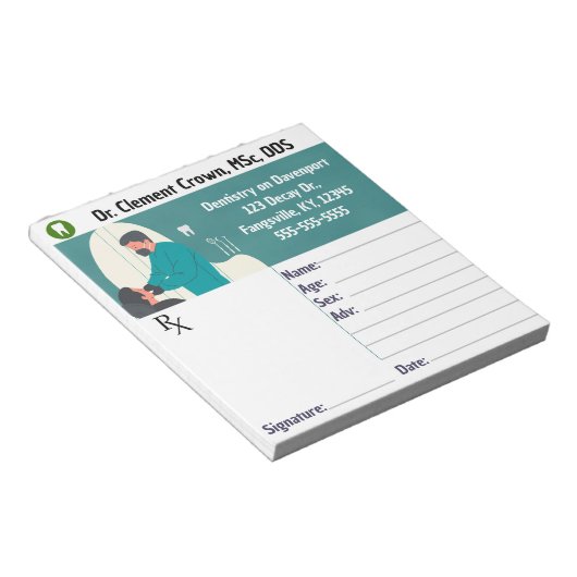 Editable Dentist Prescription Pad Notizblock (angewinkelt)