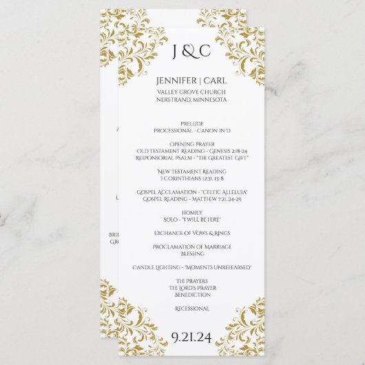 *EDITABLE DESIGN FARBE Nadine Wedding Program-Tee Programm (Vorne/Hinten)