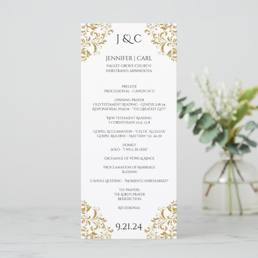 *EDITABLE DESIGN FARBE Nadine Wedding Program-Tee Programm (Stehend Vorderseite)