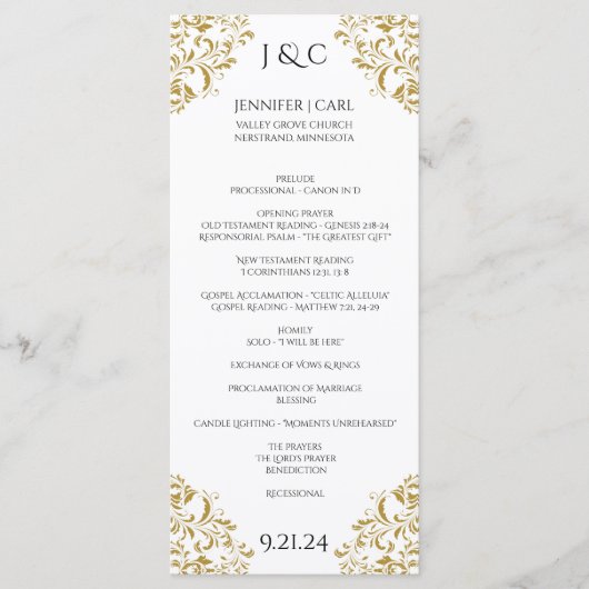*EDITABLE DESIGN FARBE Nadine Wedding Program-Tee Programm (Vorderseite)