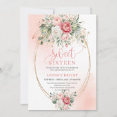 Editable Digital Blush Gold Sweet Sixteen Invite Einladung (Vorderseite)