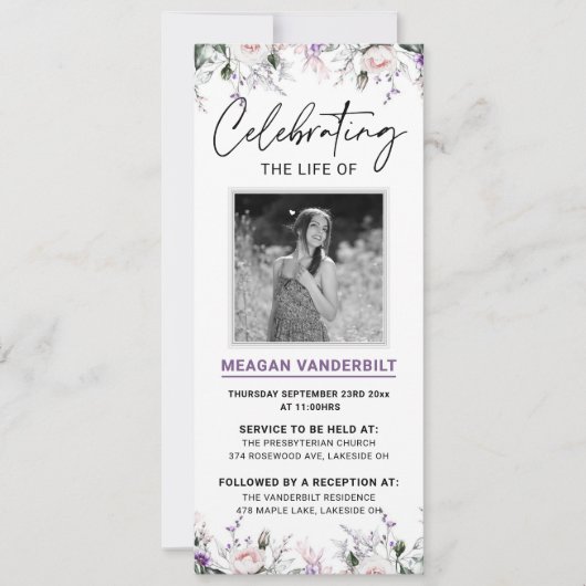 Editable Digital Floral Funerite Evite Einladung (Vorderseite)