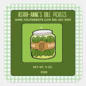 Editable Dill Pickles Quadratischer Aufkleber (Vorderseite)