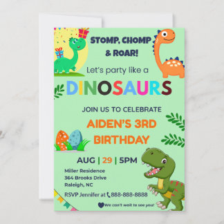Editable Dino Birthday Einladung | Roar Party