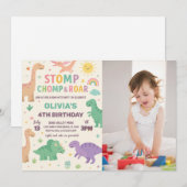 Editable Dino Party Einladung (Vorne/Hinten)