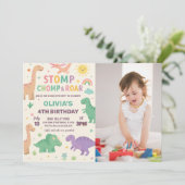 Editable Dino Party Einladung (Stehend Vorderseite)