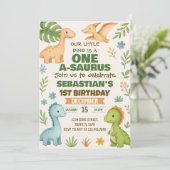 Editable Dino Party Einladung (Stehend Vorderseite)