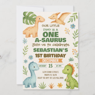 Editable Dino Party Einladung