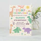 Editable Dino Party Einladung (Stehend Vorderseite)