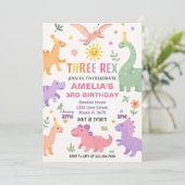 Editable Dino Party Einladung (Stehend Vorderseite)