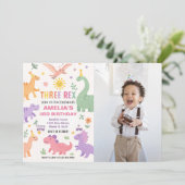 Editable Dino Party Einladung (Stehend Vorderseite)