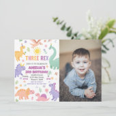 Editable Dino Party Einladung für Jungen oder Mädc (Stehend Vorderseite)