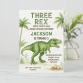 Editable Dino Party Einladung für Jungen oder Mädc (Stehend Vorderseite)