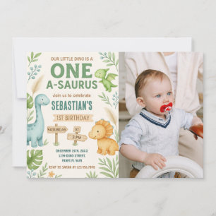 Editable Dino Party Einladung mit Foto