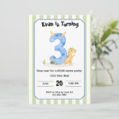 Editable Dinosaur 3rd Birthday Invitation  Einladung (Stehend Vorderseite)