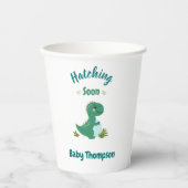 Editable Dinosaur Baby Boy Dusche Schnürung bald Pappbecher (Vorderseite)