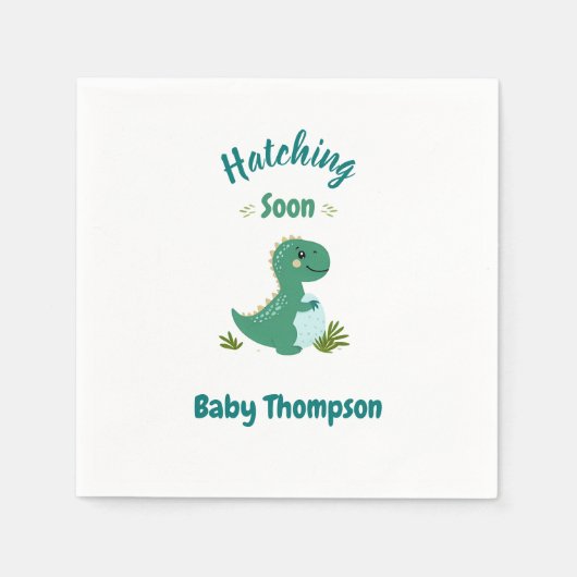 Editable Dinosaur Baby Boy Dusche Schnürung bald Serviette (Vorderseite)