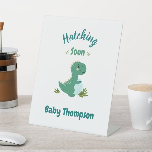 Editable Dinosaur Baby Boy Dusche Schnürung bald Sockelschild (In SItu)