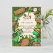 Editable Dinosaur Baby Boy Duschkarte für Jungen Einladung (Stehend Vorderseite)