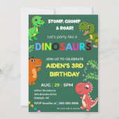 Editable Dinosaur Birthday Invitation Einladung (Vorderseite)