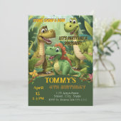 Editable Dinosaur Birthday Invitation Template Einladung (Stehend Vorderseite)
