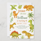 Editable Dinosaur Birthday Party Einladung (Vorderseite)