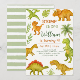 Editable Dinosaur Birthday Party Einladung