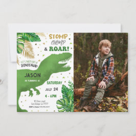 Editable Dinosaur Birthday Party Foto Einladung