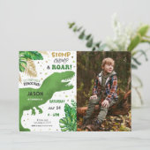 Editable Dinosaur Birthday Party Foto Einladung (Stehend Vorderseite)