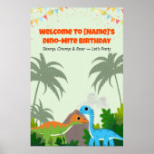 Editable Dinosaur Birthday Party-Zeichen Poster (Vorne)