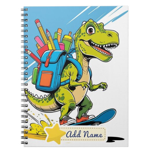 Editable Dinosaur School Notebook Notizblock (Vorderseite)