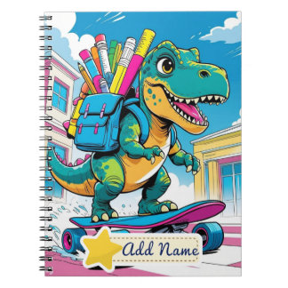 Editable Dinosaur School Notebook - Skateboard Notizblock