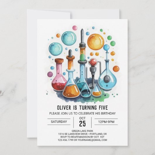 Editable Discovery Labrador Scientist zum Geburtst Einladung (Vorderseite)