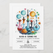 Editable Discovery Labrador Scientist zum Geburtst Einladung (Vorne/Hinten)