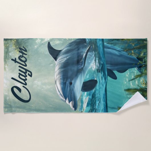 Editable Dolphin Strandtuch (Vorderseite)