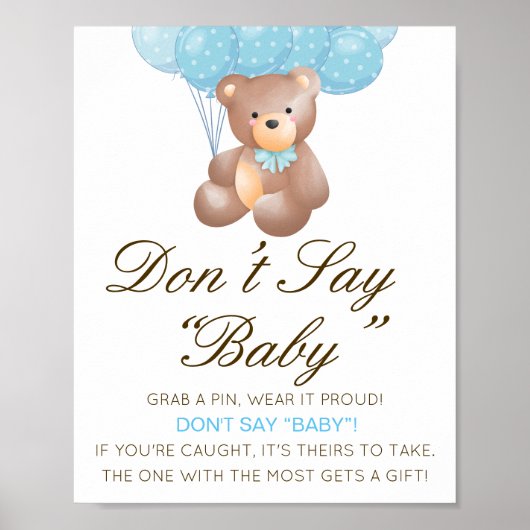 Editable Don't Say Baby Sign, schnappen Sie sich e Poster (Vorne)