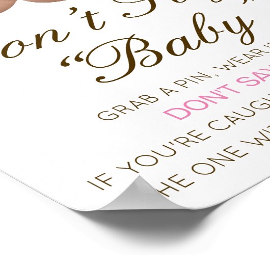 Editable Don't Say Baby Sign, schnappen Sie sich e Poster (Ecke)