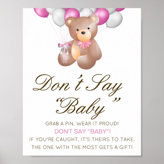 Editable Don't Say Baby Sign, schnappen Sie sich e Poster (Vorne)