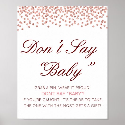 Editable Don't Say Baby Sign, schnappen Sie sich e Poster (Vorne)