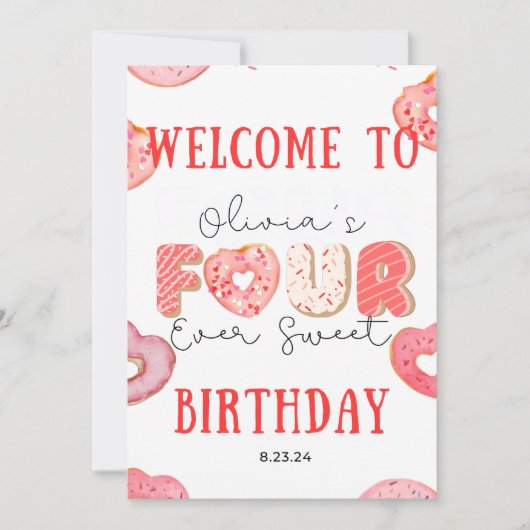 Editable Donut 4th Birthday Bundle VIURever Sweet Einladung (Vorderseite)