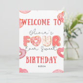 Editable Donut 4th Birthday Bundle VIURever Sweet Einladung (Stehend Vorderseite)