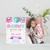 Editable Donut Birthday Foto Einladung (Stehend Vorderseite)