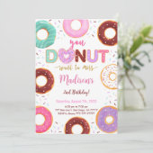 Editable Donut Birthday Party Einladung (Stehend Vorderseite)